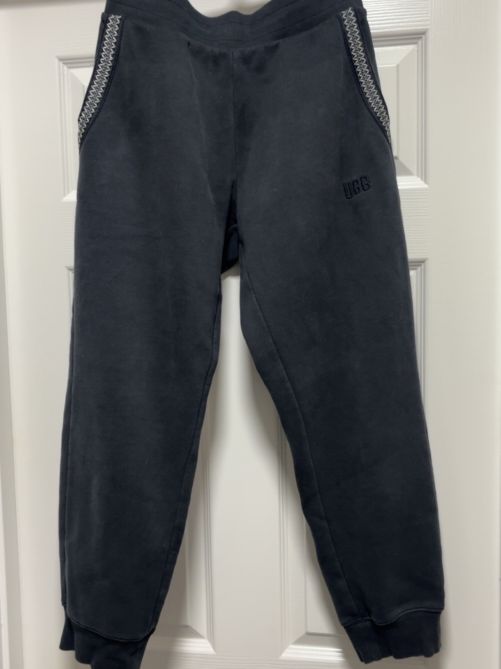 UGG Men's Black Jogger Sweatpants with Patterned Pocket Trim - Picture 2 of 3